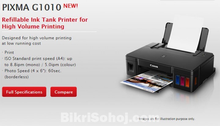 Canon Pixma G1010 Refillable 4-Color Ready Ink Tank Printer